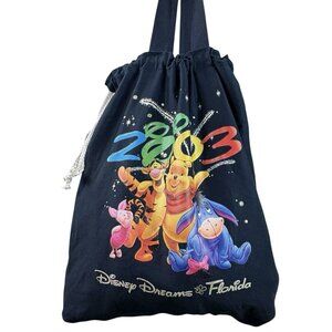 VTG 2003 Rare Disney World Dreams Florida Winnie the Pooh Large Tote Bag Navy
